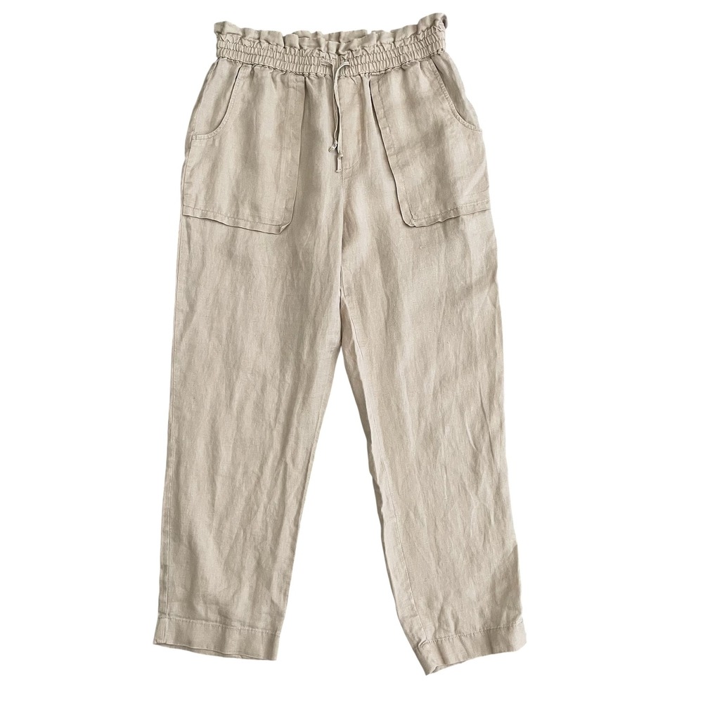 Lauren Ralph Lauren Tan Linen Ankle Pants Womens 4 Resortwear Classic Quiet Luxe